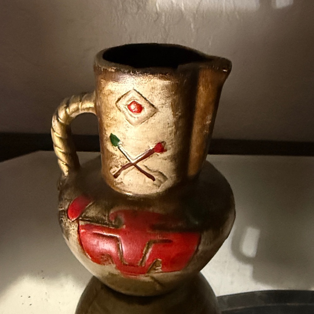 Small 5” native pitcher tiny pitcher vase